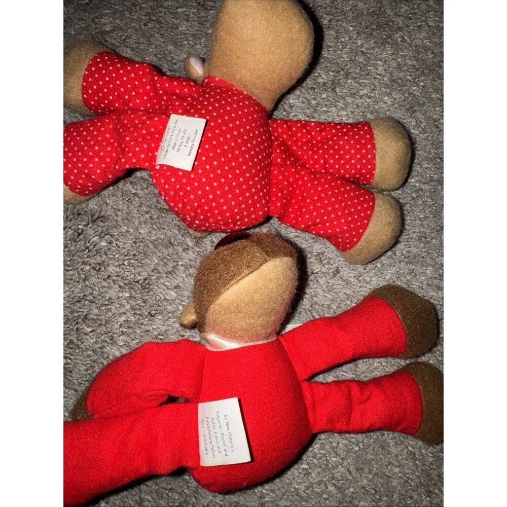 Vtg 1986 Hallmark Randy Ramona Set Reindeer Mini Plush Figure Toy Christmas